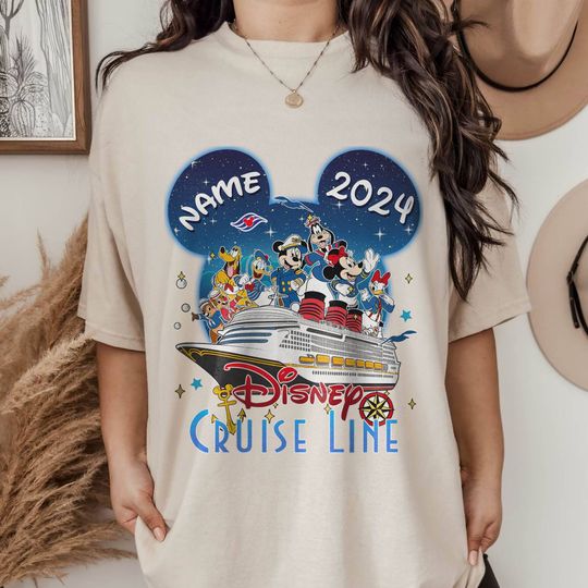 Personalized Watercolor Disneyland Cruise Ship 2024 Shirt