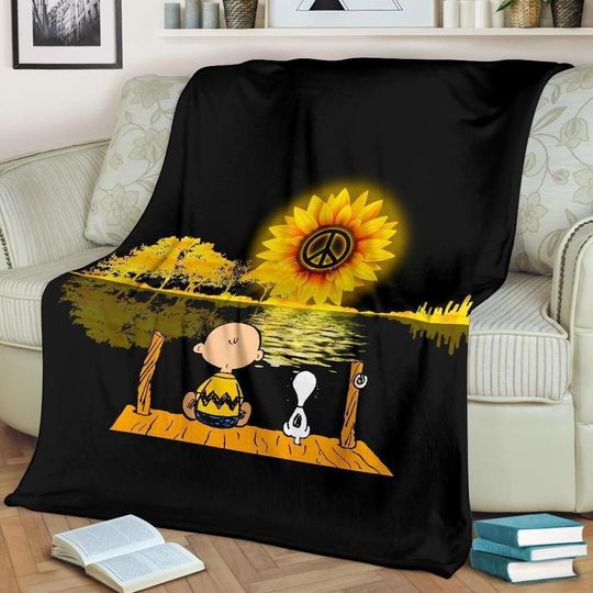 Peaceful Charlie Brown And Snoopy Sherpa Fleece Blanket