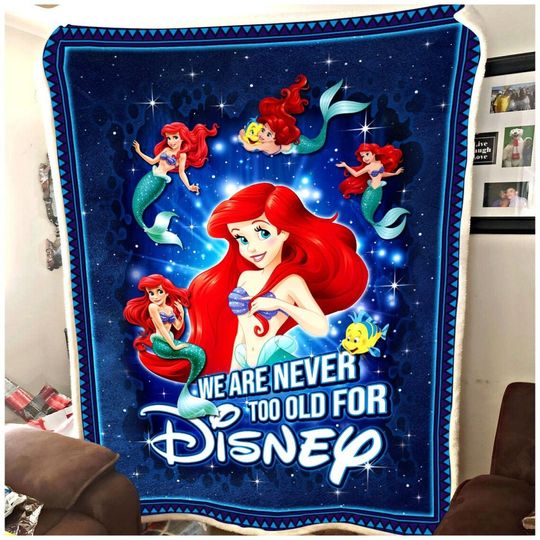 Never Too Old Ariel Princess Sherpa Fleece Blanket