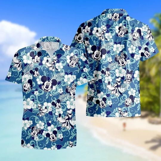 2024 Disney Mickey Mouse Floral Aloha Hawaiian Shirt Disney Crew