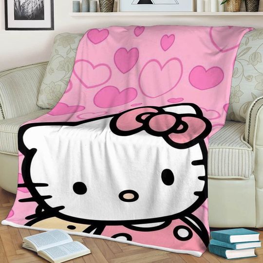 Hello Kitty Pinky Heart Sherpa Fleece Blanket
