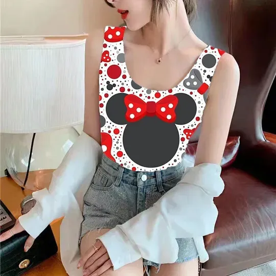 Women Crop Tops Sexy 3D Camisole Minnie Mouse Crop Tank Top