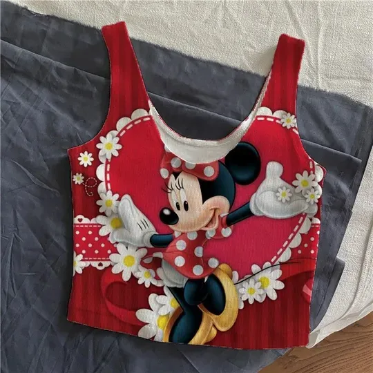 Womens Summer Camis Tanks Tops Minnie Mouse Crop Tank Top