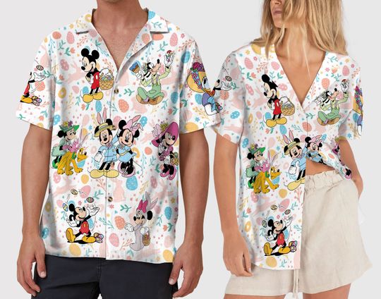 Disney Easter Hawaiian Shirt, Mickey Easter Button Up Hawaiian Shirt