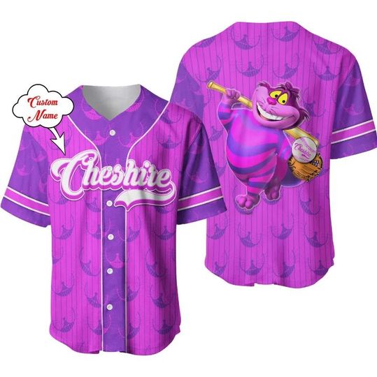 Personalized Cheshire Cat Disney Baseball Jersey, Disney Jersey