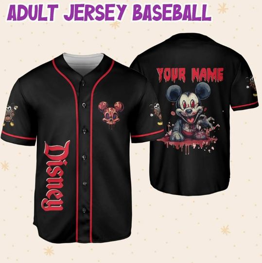 Personalized Horror Mickey Mouse Disney Baseball Jersey, Disney Jersey