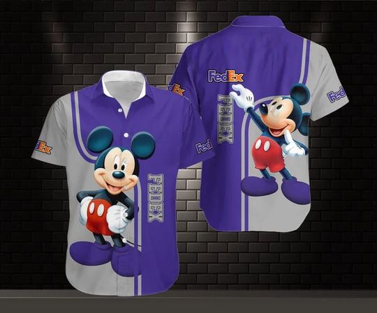 Disney Mickey Mouse FedEx Hawaiian Shirt, FedEx Ground Aloha Shirt