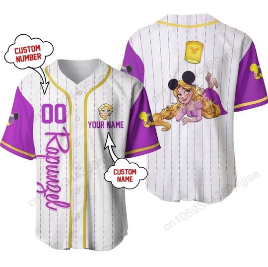 Personalized Rapuzel Princess Disney Baseball Jersey, Disney Jersey