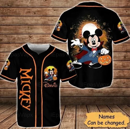 Personalized Dracula Mickey Mouse Halloween Disney Baseball Jersey, Disney Jersey