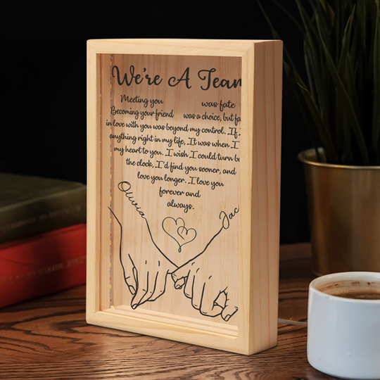We're A Team Meeting You Was Fate Couple Personalized Custom Frame Light Box