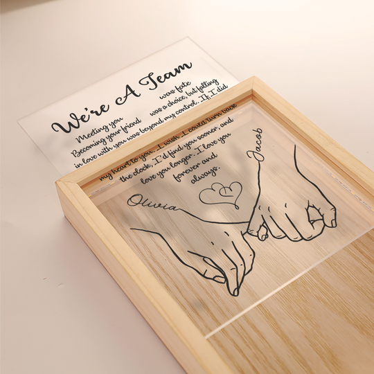 We're A Team Meeting You Was Fate Couple Personalized Custom Frame Light Box
