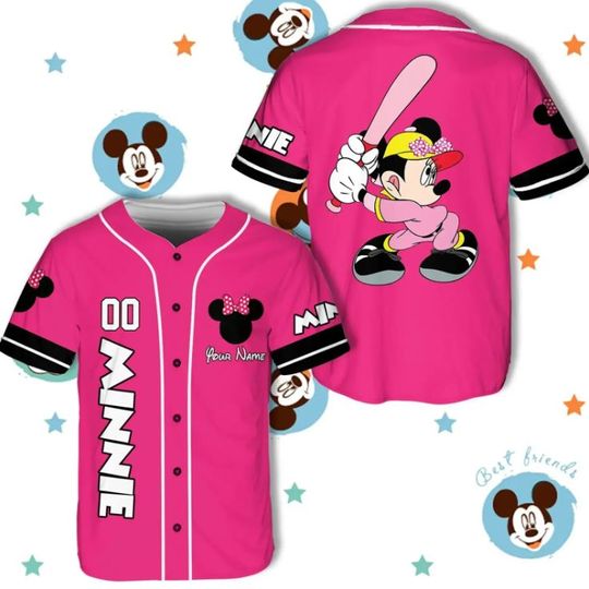 Personalized Minnie Mouse Disney Baseball Jersey, Disney Jersey