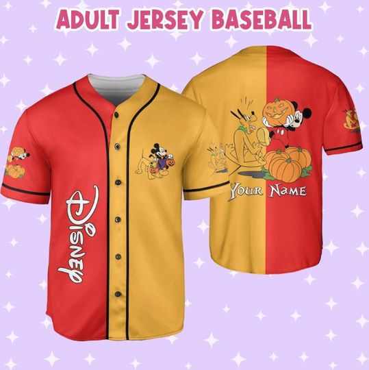 Personalized Mickey And Pluto Halloween Disney Baseball Jersey, Disney Jersey