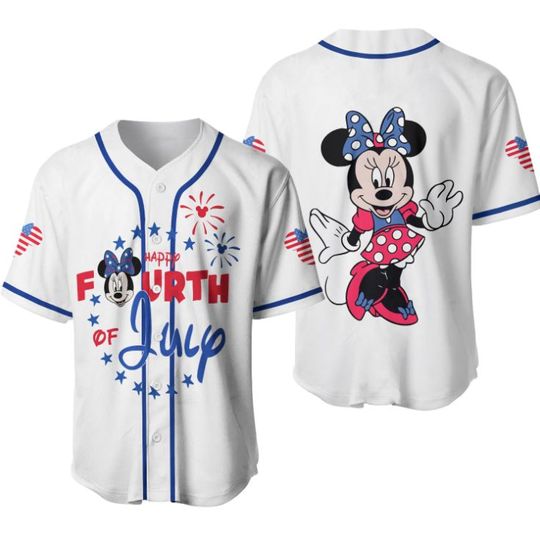 Minnie Mouse 4th July Disney Baseball Jersey, Patriotic Disney Jersey