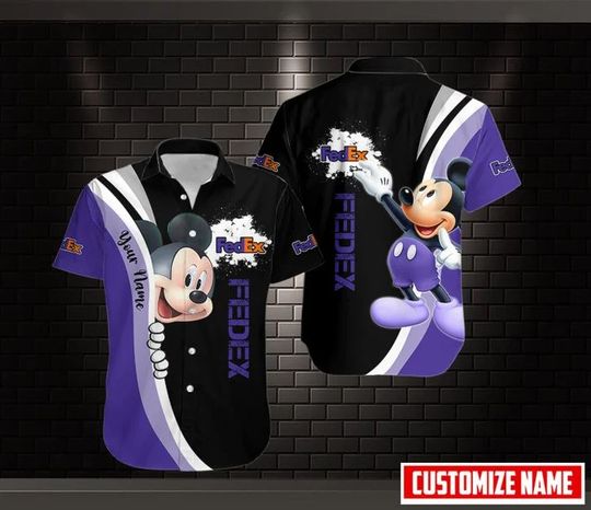 Personalized Disney Mickey Mouse FedEx Hawaiian Shirt, FedEx Ground Aloha Shirt