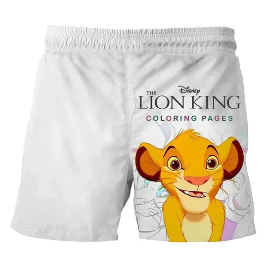 Disney 3D printed beach shorts The Lion King Simba casual shorts