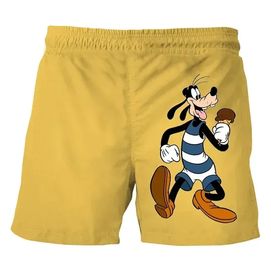 Disney Goofy 3D Printed Beach Shorts Men's Casual Breathable Shorts