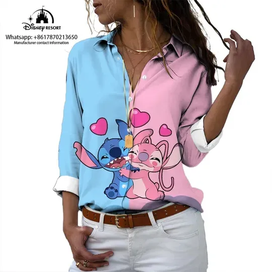 Marie Cat Cartoon Fashion Lapel Casual Shirt