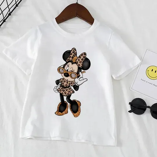 Disney Minnie Mouse Child Summer T Shirts White Baby T-shirt