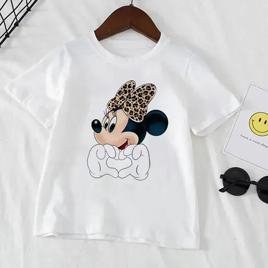 Disney Minnie Mouse Print Girls Clothes Child Baby T-shirt