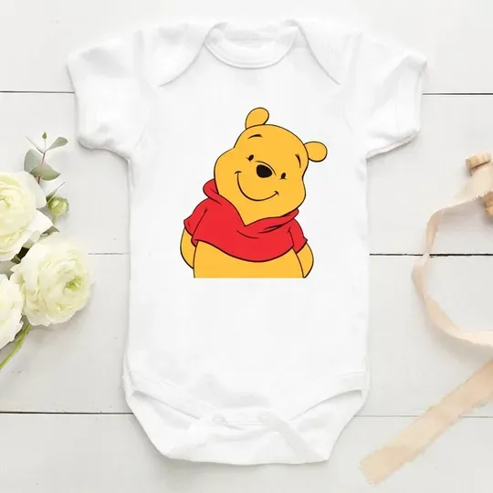 Pooh Bear Print Cartoon Cute Newborn Baby Onesies