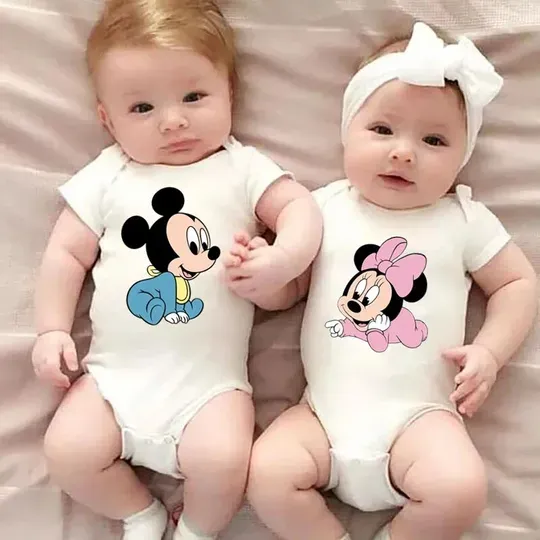 Mickey Minnie Print Baby Boy Girl Onesies