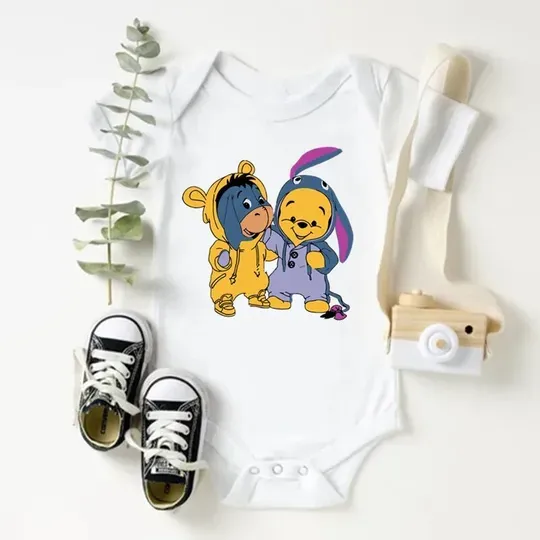 Cute Cartoon Winnie and Stitch Baby Clothes Onesies