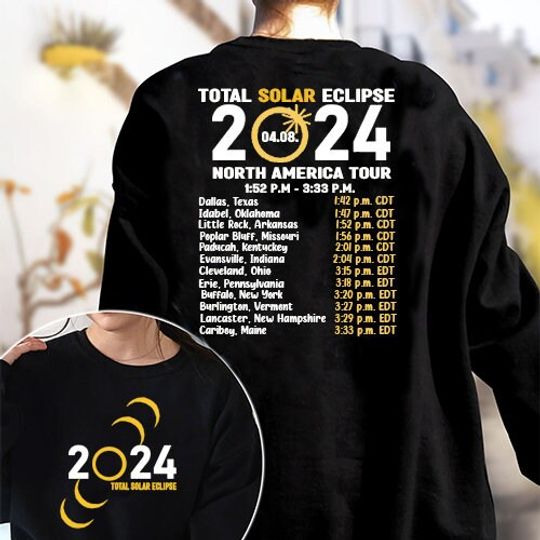 Total Solar Eclipse 2024 Shirt, Double-Sided April 8th 2024 Sweatshirt