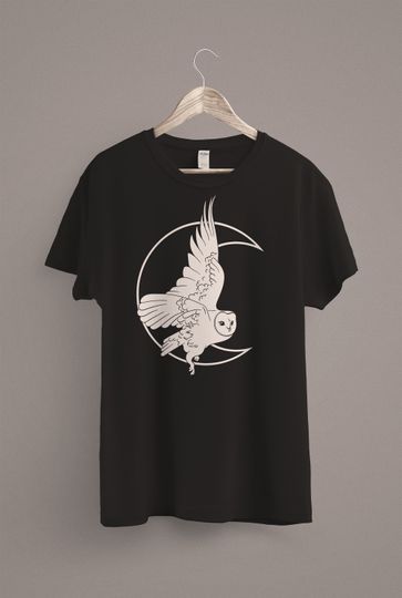 Moon Witch Barn Owl T-Shirt, Witch Shirt, Dark Mori Shirt, Mori Kei Shirt