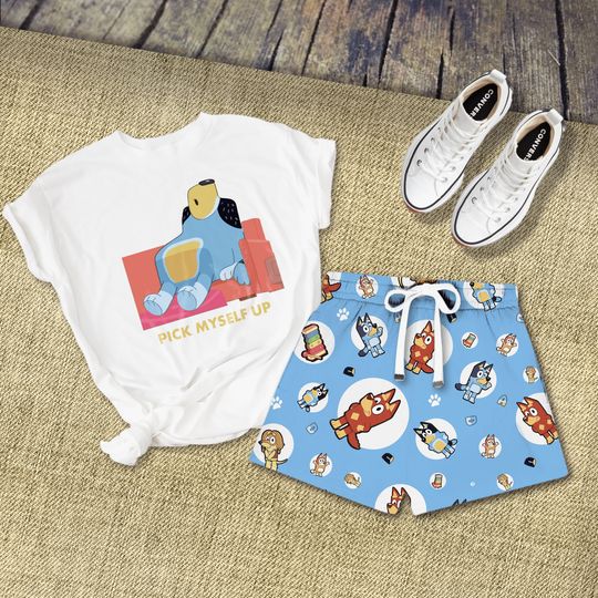 Cute BlueyDad Dog Short Pajamas Set
