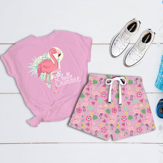 Flamingos Hello Summer Short Pajamas Set