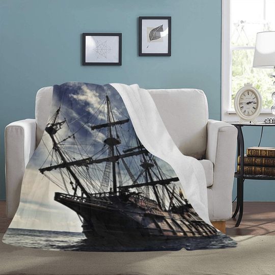 Black Pearl Ship Blanket Fleece Blanket