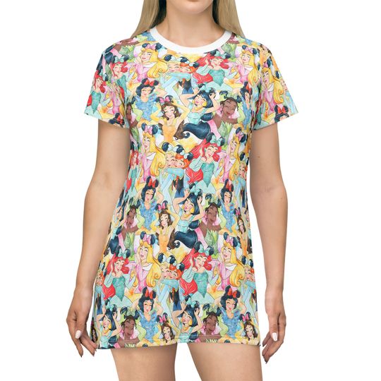 Disney Princess Disney T-Shirt Dress, Cartoon Women's T-Shirt Dress