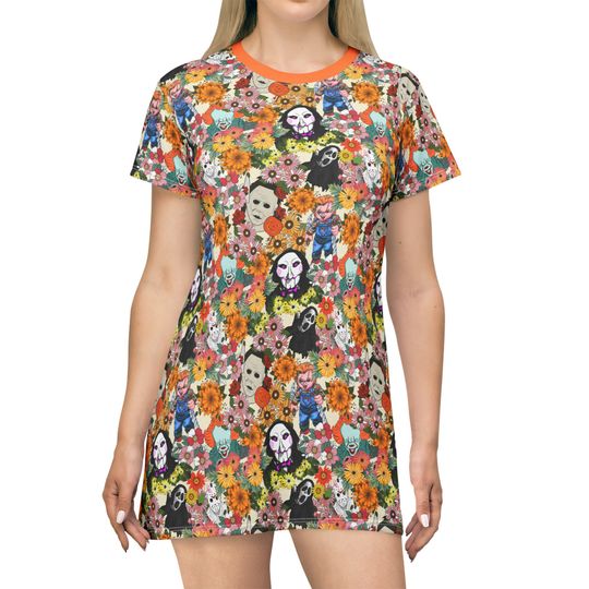 Horror Characters T-Shirt Dress, Movie Women's T-Shirt Dress