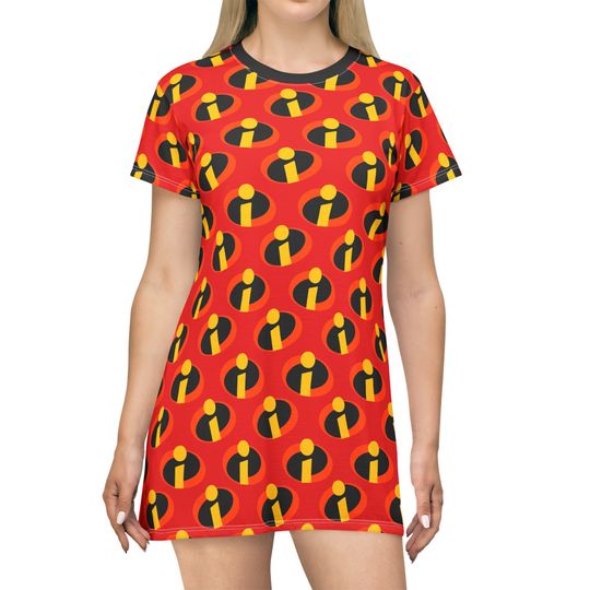 Incredibles Disney T-Shirt Dress, Cartoon Women's T-Shirt Dress