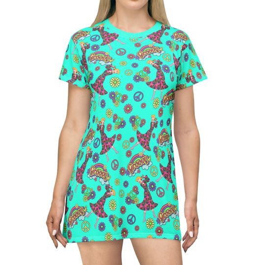 Groovy Cinde Disney T-Shirt Dress, Cartoon Women's T-Shirt Dress