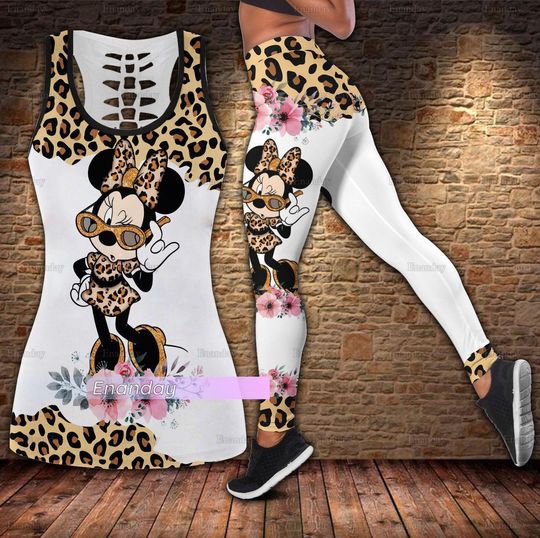 Minnie Leopard Tanktop, Minnie Mouse Tank Top, Minnie Mouse Leggings Set