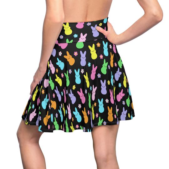 Marshmallow Black Bunny Women's Skater Skirt