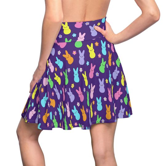 Marshmallow Purple Bunny Women's Skater Skirt
