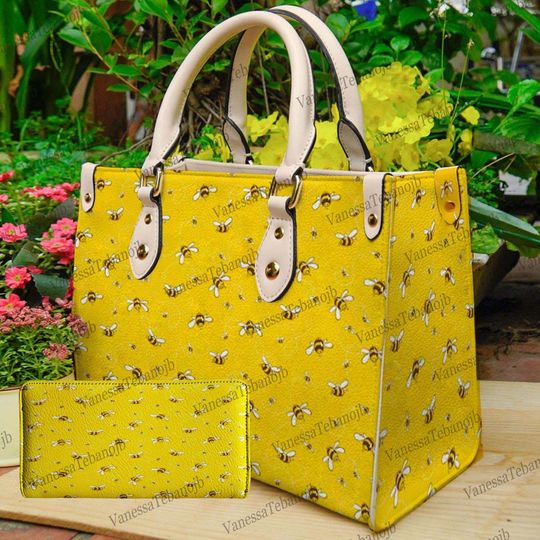 Bee Handbag,Yellow Bee Leather Bag