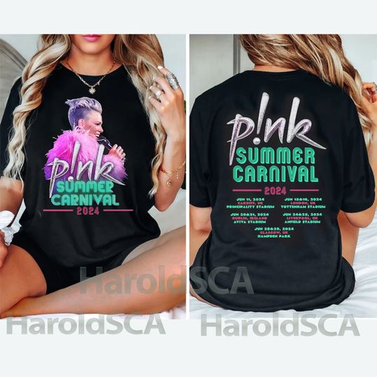 P!nk Singer UK Summer Carnival 2024 Festival Tour T-Shirt