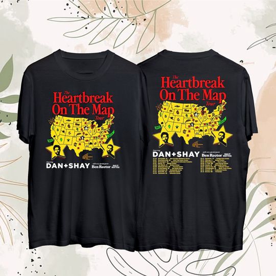 Dan + Shay 2024 Design T-shirt, Heartbreak on the Map Tour T-shirt