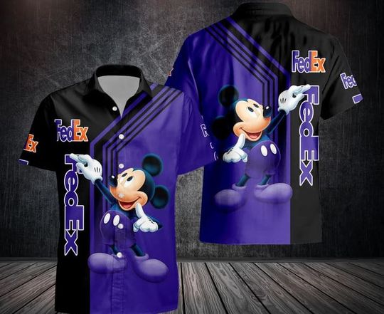 Disney Mickey Mouse FedEx Hawaiian Shirt, FedEx Ground Aloha Shirt