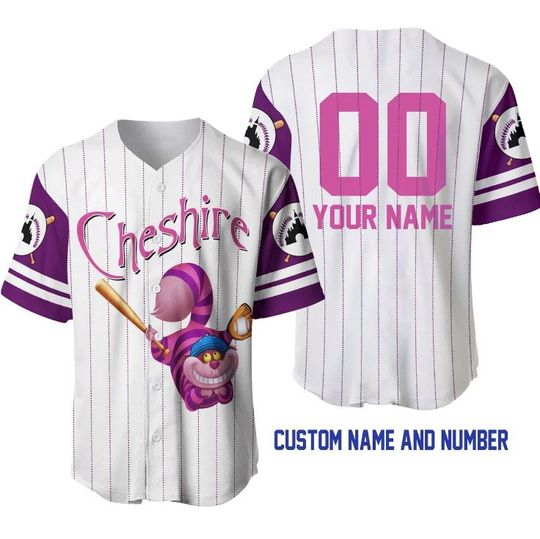 Personalized Cheshire Cat Disney Baseball Jersey, Disney Jersey