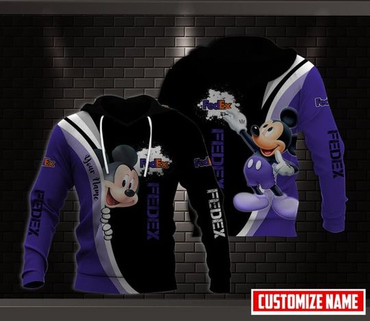 Personalized Name Mickey Mouse Fedex Purple Custom Full Print 3D Hoodie