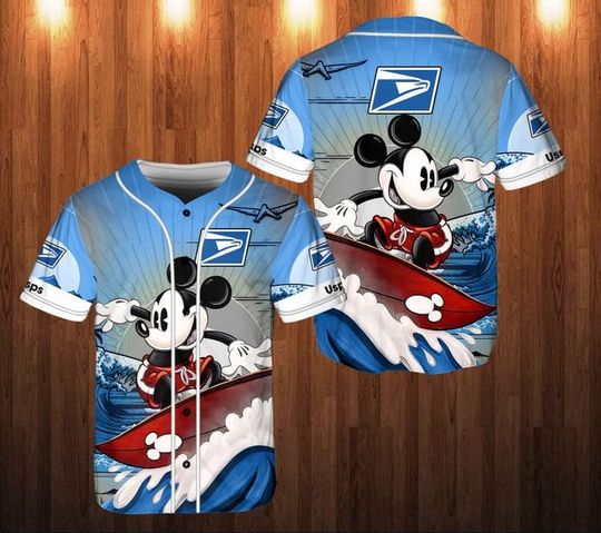 Disney Mickey Mouse Postal Service Baseball Jersey, Postal Worker Jersey
