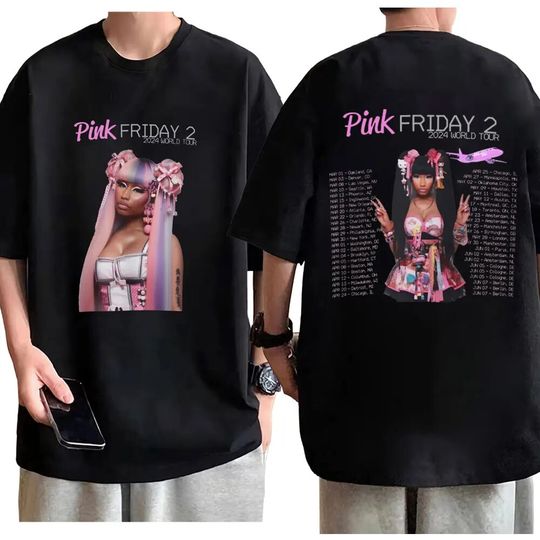 2024 Singer Nicki Minaj Pink Friday 2 World Tour Graphic T Shirts