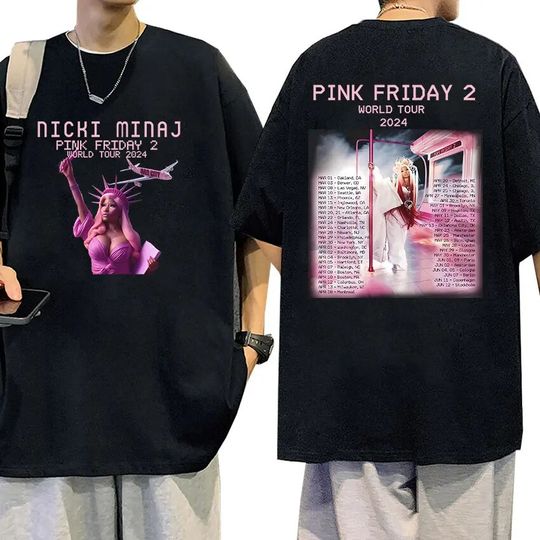 Rapper Nicki Minaj Pink Friday 2024 World Tour Graphic T-shirt