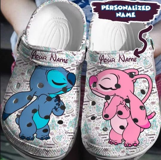 Personalized Never Too Old For Stitch And Angel Valentine  Classic Water Clogs Shoes