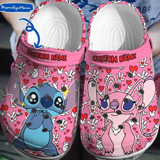 Personalized Stitch Angel Gift For Fan Classic Water Rubber Clogs Shoes